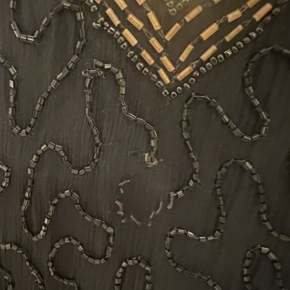 VINTAGE Size M LAWRENCE KAZAR black gold sequin cocktail dress with slit - Picture 12 of 16